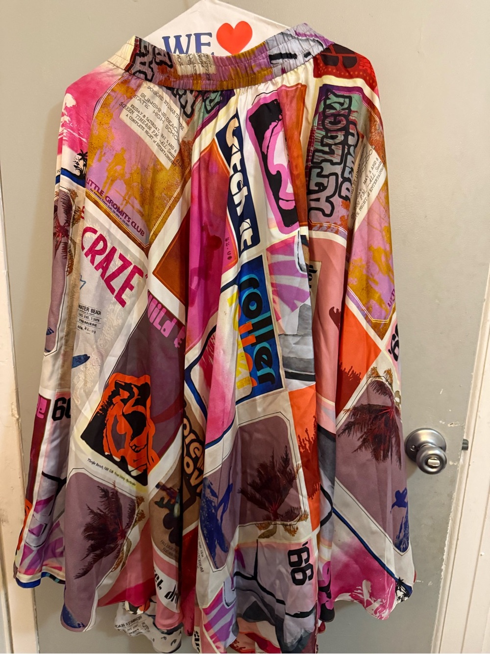 Zimmerman Printed Patchwork Midi Skirt in Pink and Orange